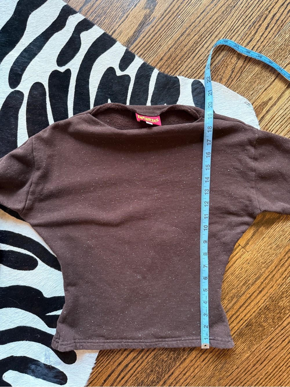 Boat Neck Top - Brown with Light Blue Specs - Picture 6 of 8